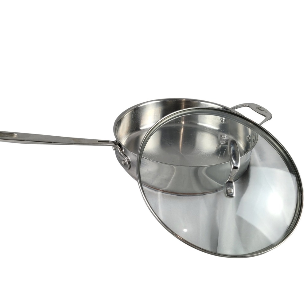 Emeril Lagasse 3 Qt Stainless Steel Saute Pan with Lid Copper Base Silver